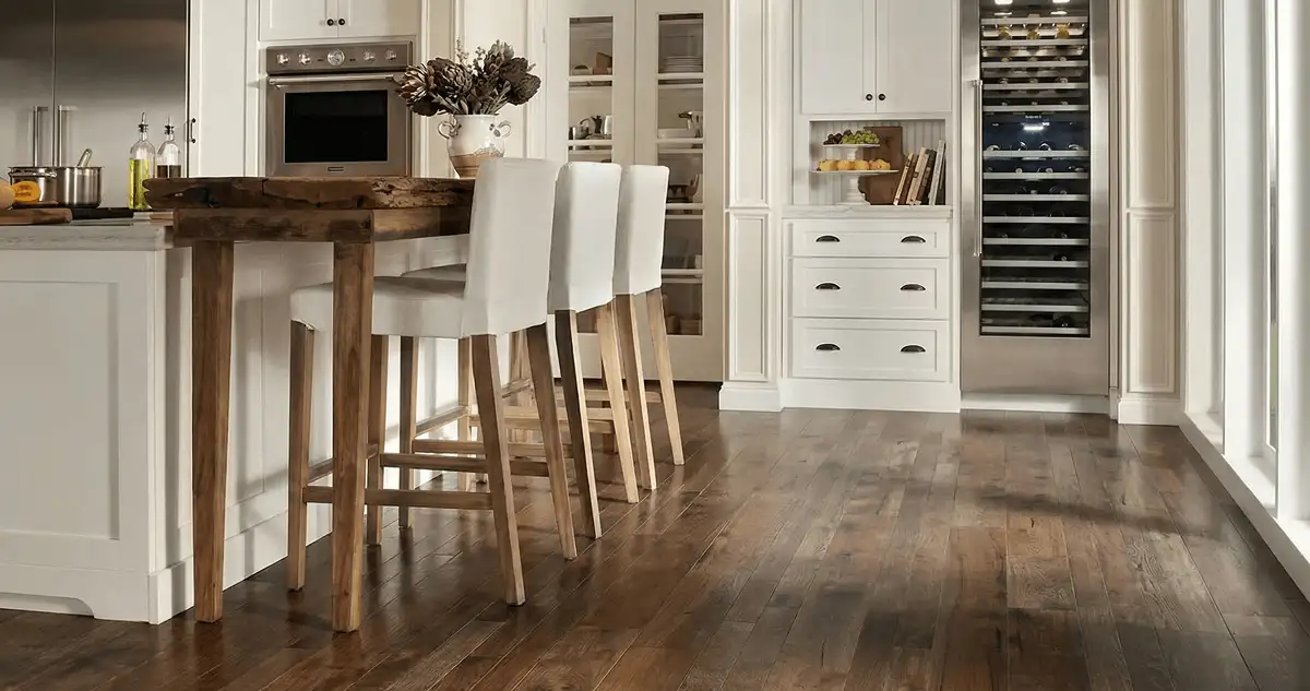 Professionally installed and refinished hardwood flooring in a residential home, showcasing smooth finish and natural wood tones in Clearwater, FL